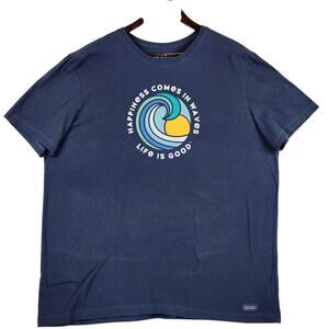 LIFE IS GOOD MEN XL CRUSHER-LITE TEE..OCEAN WAVE "HAPPINESS COMES IN WAVES"